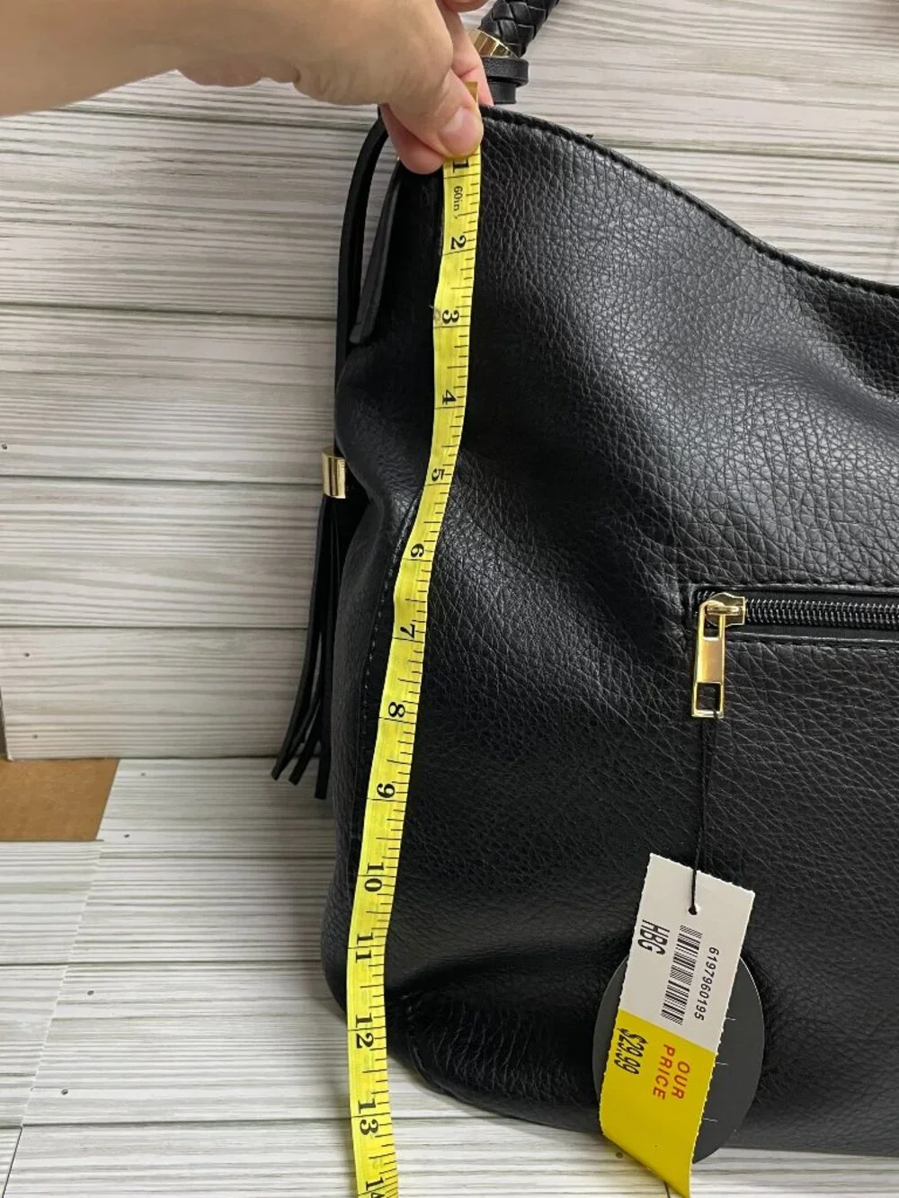 NWT Ivy Rose Hannah Black Faux Leather Hobo Shoulder Bag